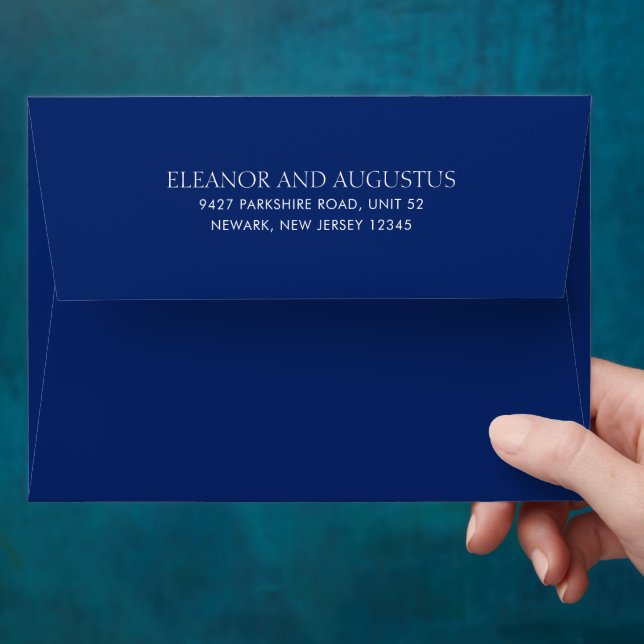 Minimal Classic Simple Elegant Navy Blue Wedding Envelope (Hand)