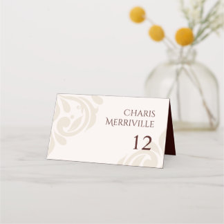 Minimal Classy Chic Burgundy Ivory Photo Wedding Place Card