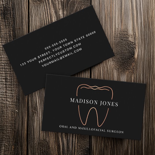 Minimal Classy Rose Gold Dentist logo Modern  Business Card (Creator Uploaded)