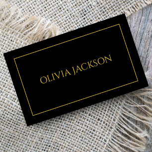 Minimal Clean Black & Gold Typography Professional Business Card