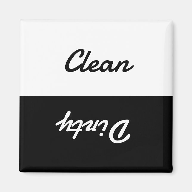 Minimal Clean Dirty Dishwasher Sign Magnet (Front)