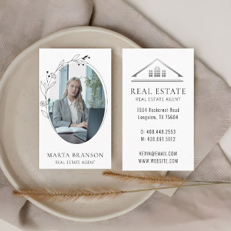 Minimal Clean Foliage Professional Real Estate Business Card