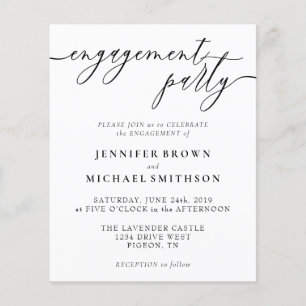 Minimal Clean Modern Engagement Party Budget Flyer