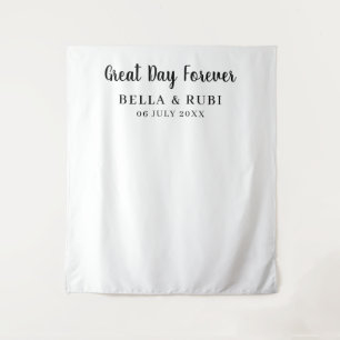 Minimal Clean Modern Wedding Photo Backdrop Tapestry