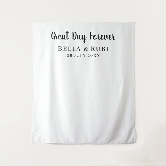 Minimal Clean Modern Wedding Photo Backdrop Tapestry (Front)