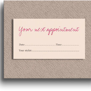 Minimal Clean Pastel Pink Beauty Appointment Card