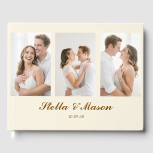 Minimal clean photo romantic wedding guest book