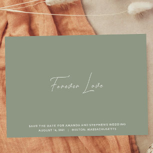 Minimal  Clean Sage Green Typography Wedding Save The Date