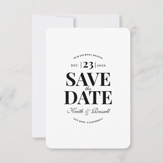 Minimal Clean Save the Date Wedding White Invitation (Front)