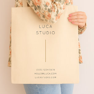 Minimal Clean Simple Modern QR Code Gold Tote Bag