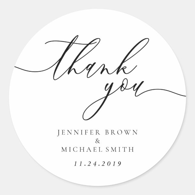 Minimal Clean Simple modernist thank you Classic Round Sticker (Front)