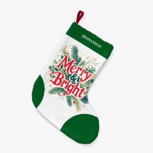 Minimal Clean Simple Xmas Red White Small Christmas Stocking