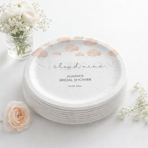 Minimal clouds She's On cloud 9 Bridal Shower  Paper Plate
