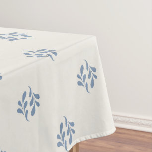 Minimal Coastal Blue Botanical Sprig Pattern Tablecloth