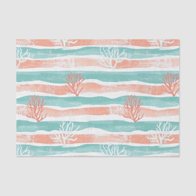 Minimal Coastal Coral Pattern Tissue Paper (Front)