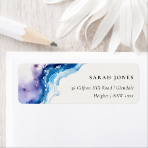 Minimal Coastal Sea Beach Watercolor Address