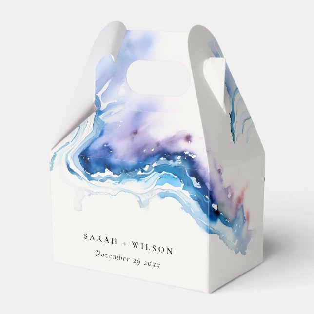 Minimal Coastal Sea Beach Watercolor Wedding Favor Box (Front Side)