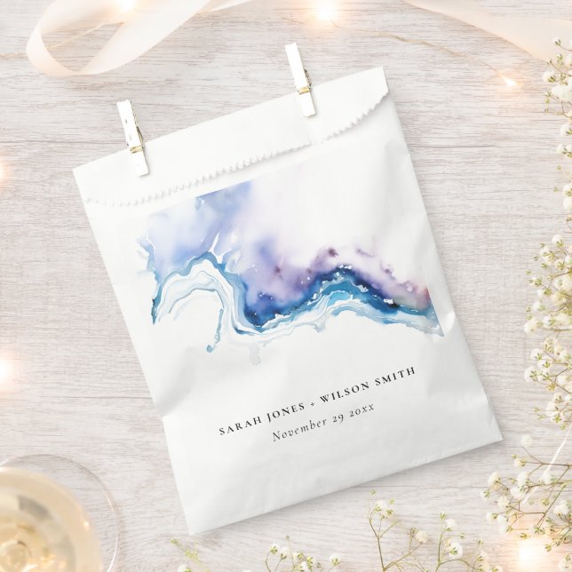 Minimal Coastal Sea Beach Watercolor Wedding Favour Bag (Clipped)