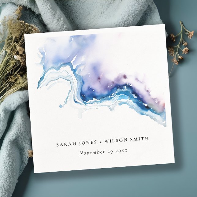 Minimal Coastal Sea Beach Watercolor Wedding Napkin (Creator Uploaded)