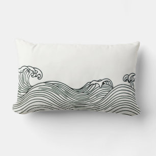 Minimal Coastal Waves Lumbar Pillow