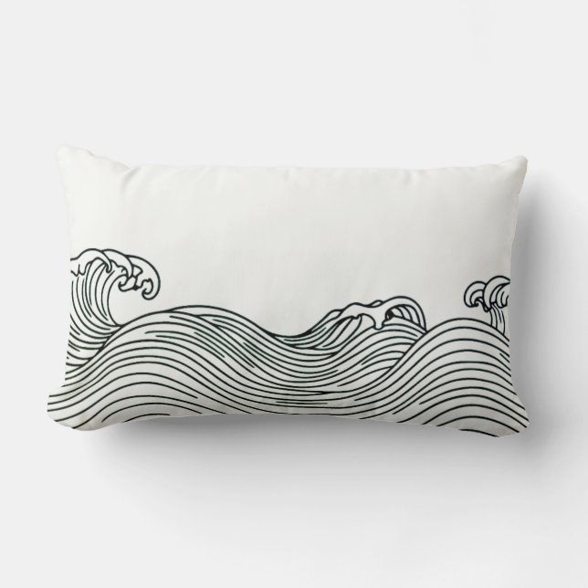 Minimal Coastal Waves Lumbar Pillow (Front)