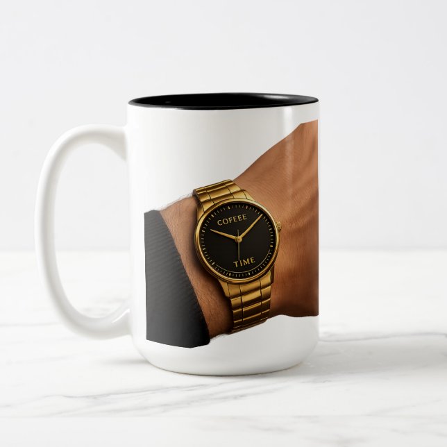| Minimal Coffee Lover Gift Two-Tone Coffee Mug (Left)