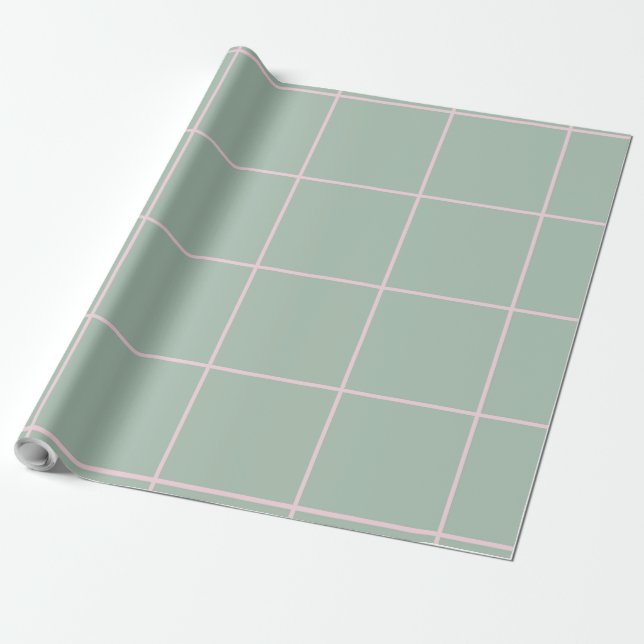 Minimal Color Grid Check Pattern Wrapping Paper (Unrolled)