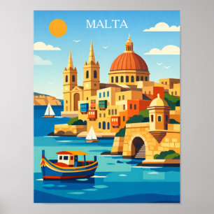 Minimal & Colorful Malta Vintage Art Print 