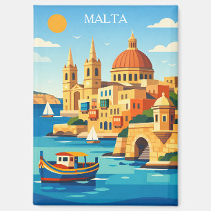 Minimal & Colorful Malta Vintage Art Print Magnet