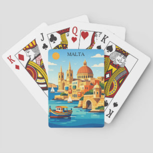 Minimal & Colorful Malta Vintage Art Print Playing Cards