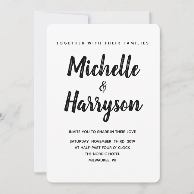 Minimal Colour | Black | Wedding Invitation (Front)