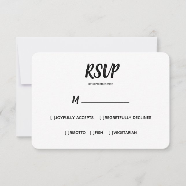 Minimal Colour | Black | Wedding RSVP Meal Choice (Front)