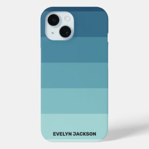 Minimal Colour Block Cyan Blue Teal Monogram iPhone 15 Case