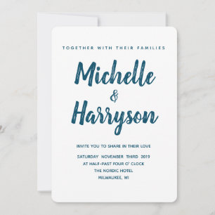 Minimal Colour   Blue   Wedding Invitation