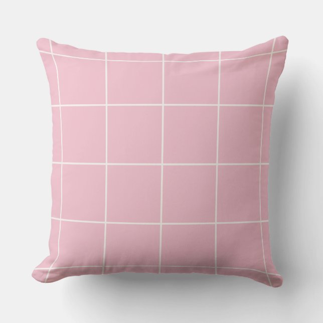 Minimal Colour Grid Check Pattern Throw Pillow (Front)