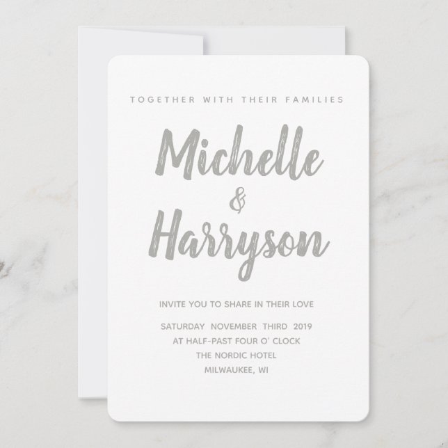 Minimal Colour | Light Grey | Wedding Invitation (Front)