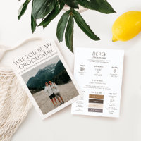 Minimal Colour Palette Photo Groomsman Info Card