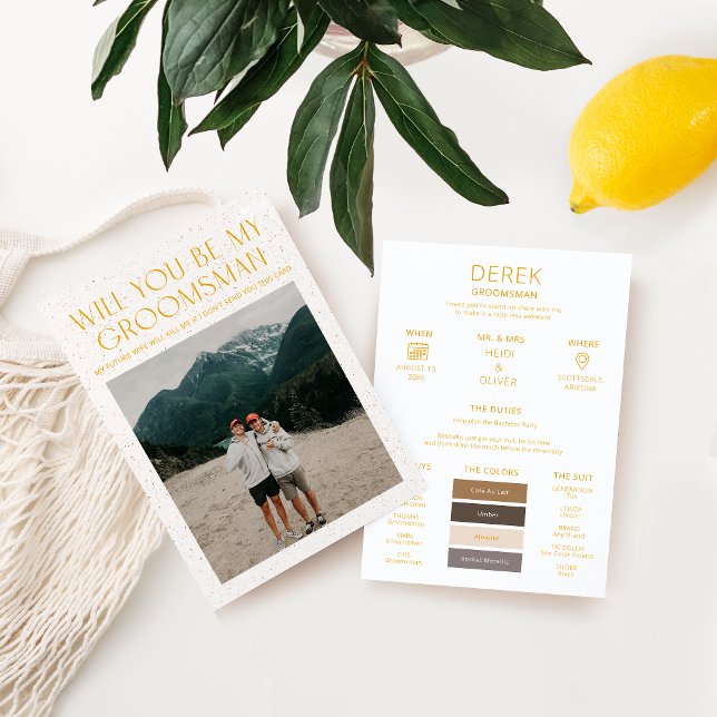 Minimal Colour Palette Photo Groomsman Info Card (Creator Uploaded)