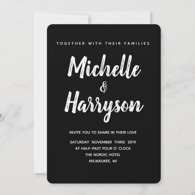 Minimal Colour | Total Black | Wedding Invitation (Front)