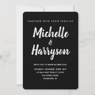Minimal Colour Total Black Wedding Invitation