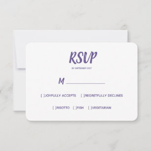 Minimal Colour Ultraviolet Wedding RSVP Meal Choic