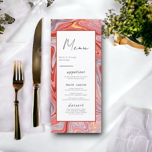 Minimal Colourful Artistic Abstract Modern Wedding Menu (Creator Uploaded)