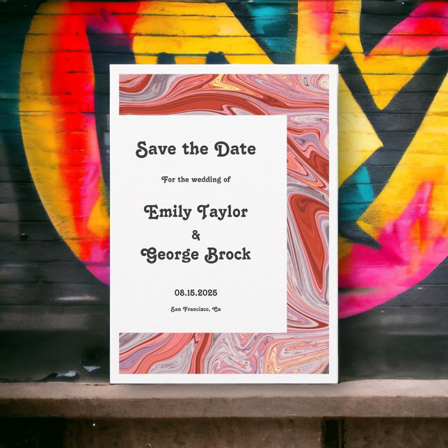 Minimal Colourful Artistic Abstract Modern Wedding Save The Date (Creator Uploaded)