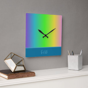 minimal colourful lgbtq gay pride month square wall clock