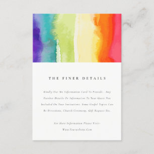 Minimal Colourful Pride Rainbow Wedding Details Enclosure Card