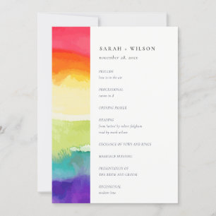 Minimal Colourful Pride Rainbow Wedding Program