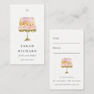 Minimal Colourful Watercolor Cake Bakery Price Tag