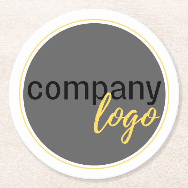 MINIMAL COMPANY BUSINESS LOGO PROMOTIONAL WHITE ROUND PAPER COASTER (Front)
