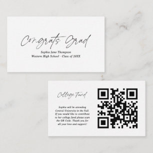 Minimal Congrats Grad College Fund Graduate Enclosure Card