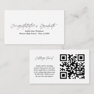 Minimal Congratulations Graduate College Fund Enclosure Card